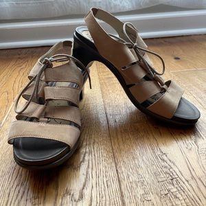 Abeo Georgia Womens Fawn Nubuck Suede Leather Slingback Lace Up Sandal-Size 9N